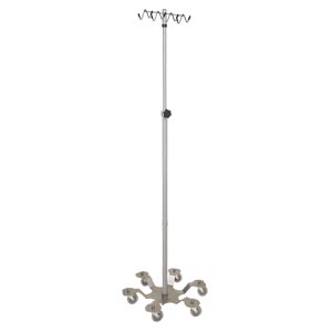 [05413710RH] IV Stand, Heavy Duty, Rake Hook, 6 Leg, Low Center of Gravity Base Stainless Steel