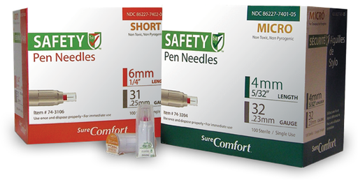 [74-3204] Safety Pen Needles, Passive Safety Technology, 32Gx4mm, Micro , 100/bx, 10bx/cs, 4cs/ct