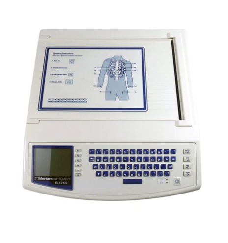 [EKG-0017] Mortara Eli 250, Interpretation, 6 Channel, 12 Lead EKG, Monochrome