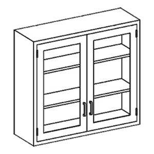 [2020335000] Wall Cabinet 35"W x 30"H x 13"D, (2) Stainless Steel Adjustable Shelves, Hinge Glass Door