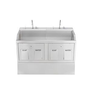 [1339882P00] Lodi Scrub Sink, (2) Place, Pedestal Mounted, Knee Action Control, Infrared Water Control