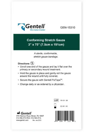 [GEN-15310] Gentell Conforming Stretch Gauze, 3" x 75", 30/pk