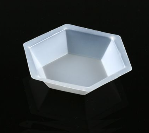 [3616] Weighing Boat, Plastic, Hexagonal, Antistatic, PS, White, Medium, 50mL, 500/cs