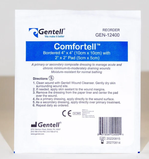 [GEN-12400] Gentell Comfortell, Water Resistant, 4" x 4", 50/cs