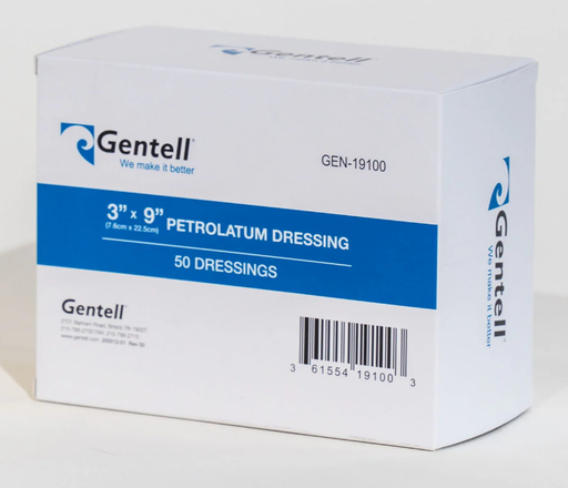 [GEN-19100] Gentell Petrolatum Gauze Dressing, 3" x 9", 50/bx