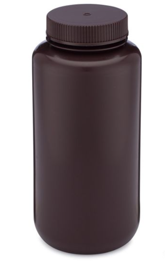 [7011000AM] Diamond RealSealBottle, Wide Mouth Round, Amber HDPE with Amber PP Closure, 1000mL, 6/bg
