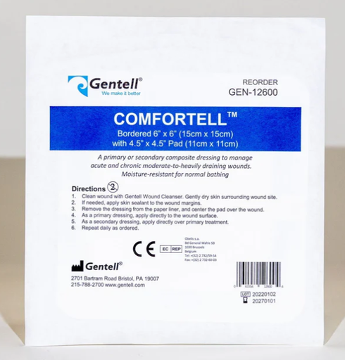 [GEN-12600] Gentell Comfortell, 6" x 6", Water Resistant, 50/cs