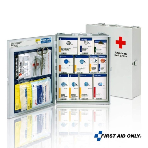 [1350-RC-0103] First Aid Only American Red Cross SmartCompliance Medium Food Service First Aid Kit with Metal Cabinet