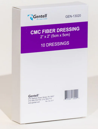 [GEN-13020] Gentell CMC Fiber Dressing, 2" x 2", 50/cs