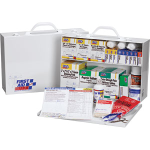 [245-O/FAO] First Aid Only 75 Person 2 Shelf Industrial First Aid Station with Metal Case