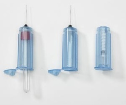 [22701] Blood Collection Tube Holder, Clear Blue, Plastic, End Cap, Single-Use, 10/slv, 25 slv/cs
