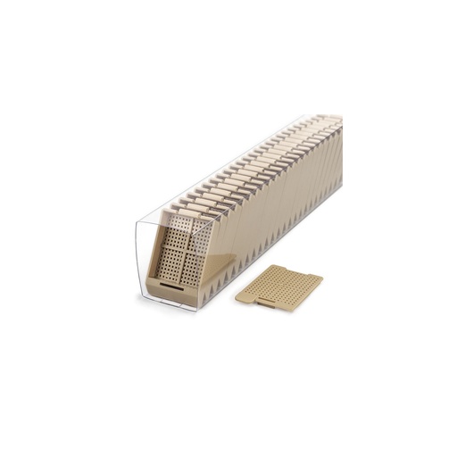 [M518-8SL] Swingsette Biopsy Cassette, Quickload Sleeves, 45° Angle, Acetal, Tan, Bulk, 750/cs