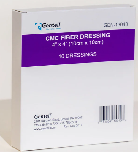 [GEN-13040] Gentell CMC Fiber Dressing, 4" x 4", 50/cs