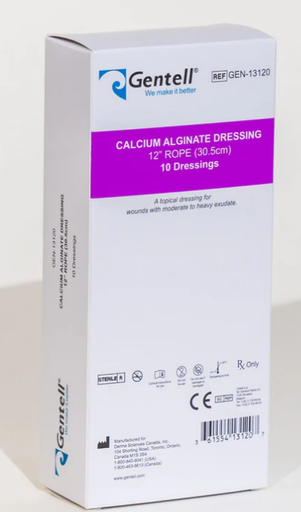 [GEN-13120] Gentell Calcium Alginate, Rope Dressing, 12", 50/cs