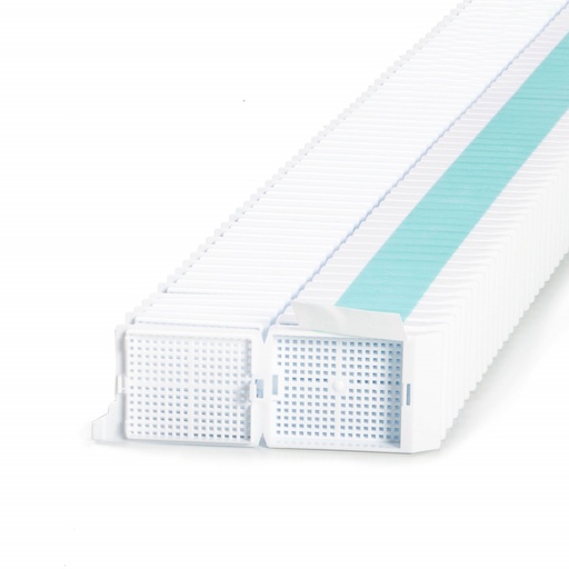 [M506-2T] Unisette Biopsy Cassette, Quickload 35° Angle Stack (Taped), Acetal, White, Bulk, 1000/cs