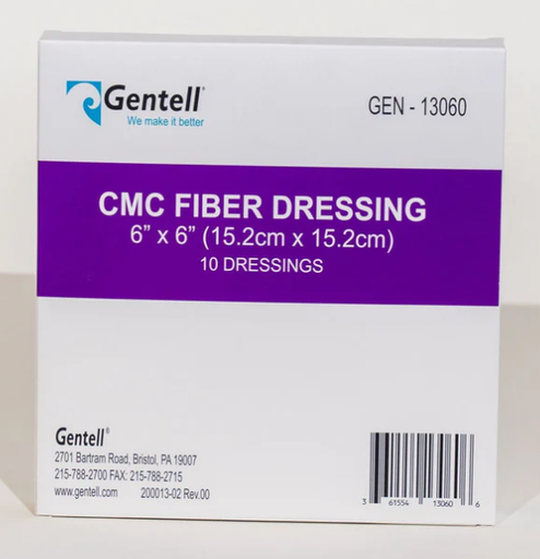 [GEN-13060] Gentell CMC Fiber Dressing, 6" x 6", 50/cs