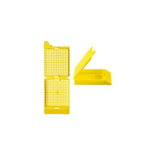 [M406-5] Unisette II Cassette for Manual Feed Printer with Covers, Biopsy, Yellow, 500/bx, 3 bx/cs