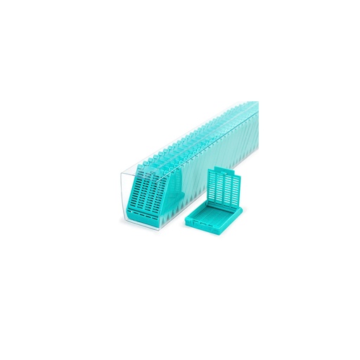 [M509-12SL] Slimsette Tissue Cassettes in Quickload Sleeves, Aqua, 75/sleeve, 10 sleeve/cs