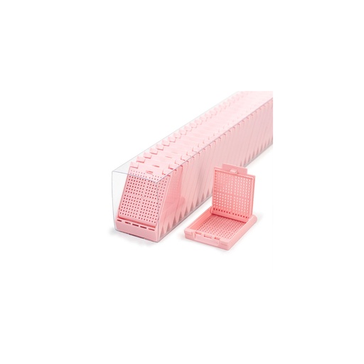 [M510-3SL] Slimsette Biopsy Cassettes in Quickload Sleeves, Pink, 75/sleeve, 10 sleeve/cs