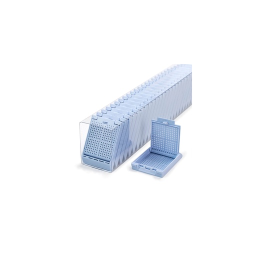 [M510-6SL] Slimsette Biopsy Cassettes in Quickload Sleeves, Blue, 75/sleeve, 10 sleeve/cs