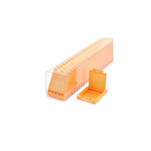 [M510-7SL] Slimsette Biopsy Cassettes in Quickload Sleeves, Peach, 75/sleeve, 10 sleeve/cs