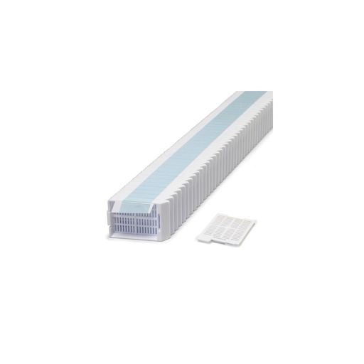 [M517-2T] Swingsette Tissue Cassette, Quickload 45° Angle Stack (Taped), Acetal, White, Bulk