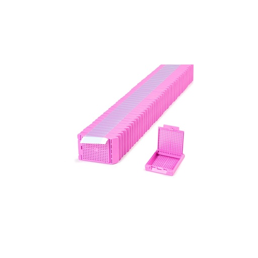 [M510-10T] Slimsette Biopsy Cassette, Quickload 45° Angle Stack (Taped), Acetal, Lilac, Bulk