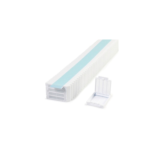[M509-2T] Slimsette Tissue Cassette, Quickload 45° Angle Stack (Taped), Acetal, White, Bulk