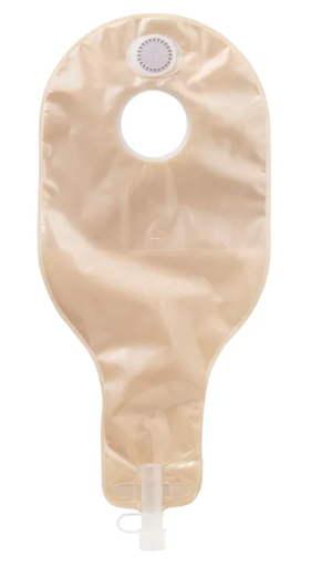 [401559] High Output Pouch, 14", 1-Sided Comfort Panel, Anti-Reflux Valve, Replaceable Filter, Outlet with Spout and Cap, Opaque, 2 3/4" Flange, 5/bx