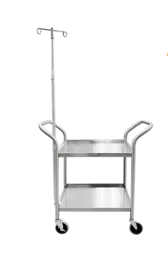 [2497537001] Utility Cart, HD, 2 Shelves, Brake, 2 Hook IV Pole