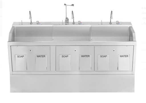 [1339883PED] Blickman Industries Lodi Scrub Sink, 3 Place Pedestal