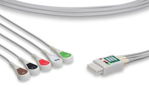 [LDT5-90S0] ECG Leadwire, 5 Leads Snap, Mindray > Datascope Compatible w/ OEM: 0012-00-1503-01, 0012-00-1503-02, 0012-00-1503-03, LW-2910S29/5A