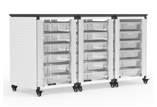 [MBS-STR-31-18S] Storage Bin Cabinet, 3 Side-by-Side Modules, Holds 18 small bins (3" or 6" Deep), Overall dimensions (single module): 41 x 38 x 24