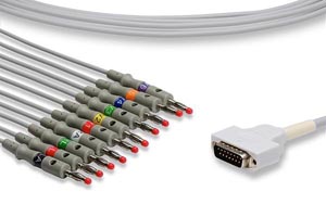 [K10-MQ-B0] Direct-Connect EKG Cable, 10 Leads, Banana, 11ft, GE Healthcare > Marquette Compatible w/ OEM: 2029893-001, CB-45509-B, 55,065036