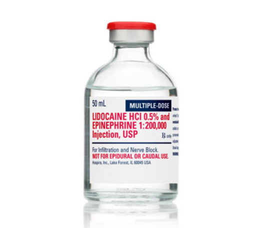 [00409317701] Lidocaine Hydrochloride and Epinephrine Injection, 0.5% USP, 1:200,000, 50 ml Vial, Multiple Dose, Glass Fliptop Vial, 25/bx