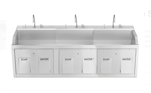 [1339883WED] Blickman Industries Lodi Scrub Sink, 3 Place Wall Mount
