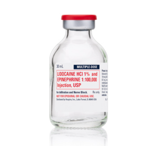 [00409317802] Lidocaine Hydrochloride and Epinephrine Injection, 1% USP, 1:100,000, 30 ml Vial, Multiple Dose, Glass Fliptop Vial, 25/bx