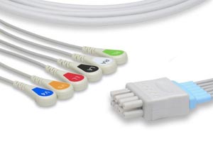 [LKB6-90S0] ECG Leadwire, 6 Leads Snap, Nihon Kohden Compatible w/ OEM: BR-916P, K915, BR-916PA, K915A, LDW-06AF-29AN-0000, LW-28100MX/6A