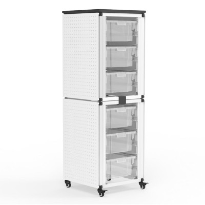 [MBS-STR-12-6L] Storage Bin Cabinet, 2 Stacked Modules, Holds 6 large bins, 27x20x7