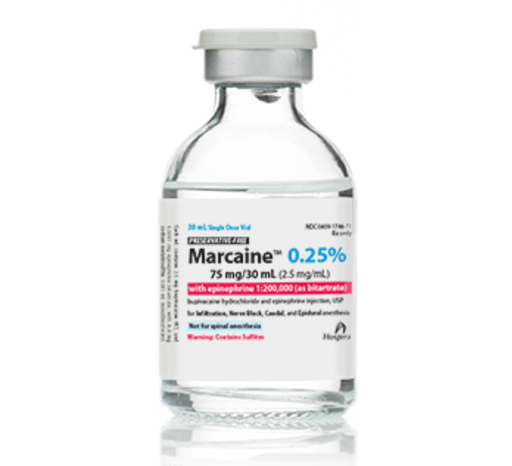 [00409174630] Marcaine with Epinephrine as the Bitartrate, 1:200,000, 2.5mg/ml, 30ml Vial, Single Dose, Glass Fliptop Vial, 10/bx