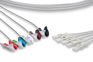 [LLB5-90P0] ECG Leadwire, 5 Leads Pinch/Grabber, Spacelabs Compatible w/ OEM: 700-0006-10, 700-0006-08, LW-3500040/5A, LW-3500024/5A