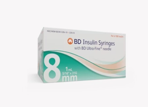 [328418] BD, Insulin Syringes w/Ultra-Fine Needle 8mm x 31G 1mL/cc