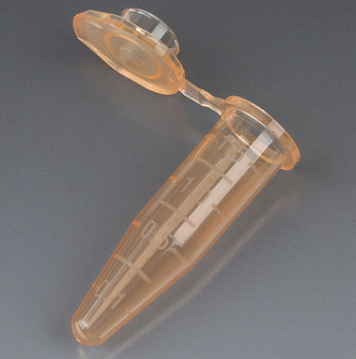 [111564N] Microcentrifuge Tube, 1.5mL, PP, Attached Snap Cap, Graduated, Orange, Certified: Rnase, Dnase and Pyrogen Free, 500/bg