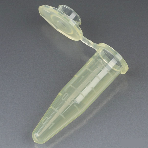 [111564Y] Microcentrifuge Tube, 1.5mL, PP, Attached Snap Cap, Graduated, Yellow, Certified: Rnase, Dnase and Pyrogen Free, 500/bg