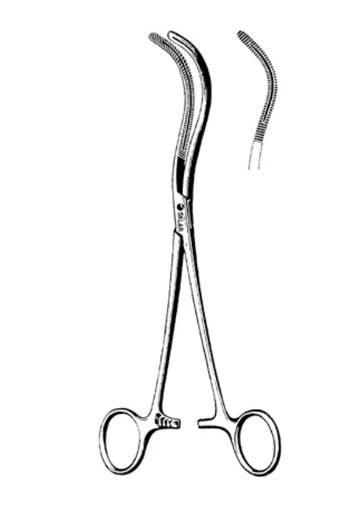 [33-1190] Stille Kidney Clamp, 9-1/4", Curved, Serrated, Stainless-Steel, Reusable, Non-Sterile, Latex-Free, Premium OR-Grade