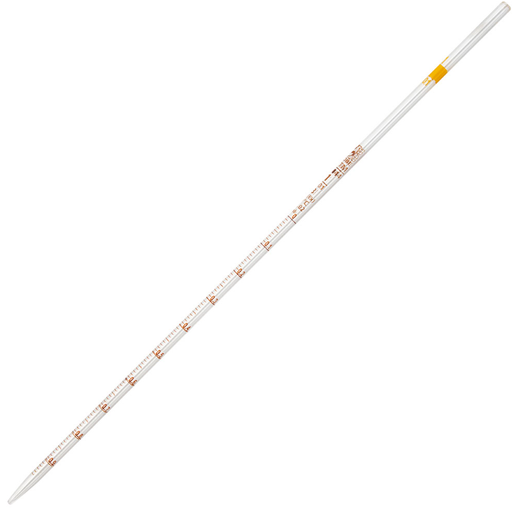 [8510001A] Pipette, Serological, Globe Glass, Reusable, 1mL, To Deliver (TD), 0.01 Graduations, Yellow Band, ASTM E1044, 6/bx