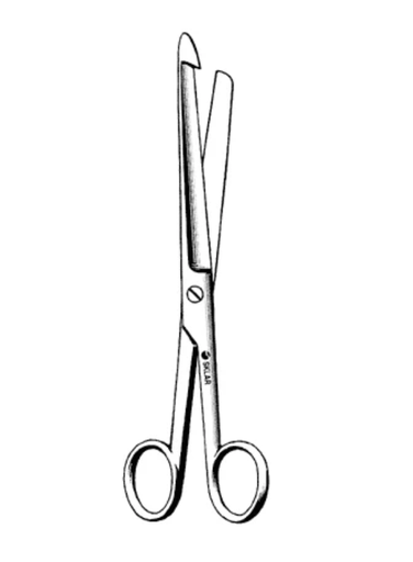 [15-1282] Enterotomy Scissors, 8-1/4in, Hook Point, Straight, Smooth, Finger Rings, Stainless Steel, Non-Sterile, Latex-Free