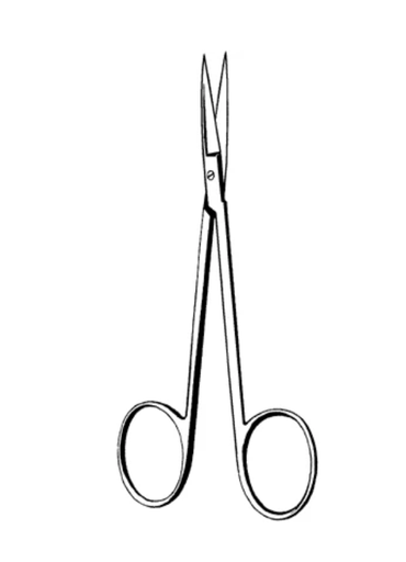 [98-104] Merit Iris Scissors, 4 1/2", Sharp/Sharp, Straight, Smooth, Finger Rings, Stainless Steel, Reusable, Non-Sterile