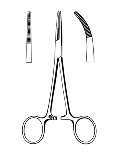 [97-436] Merit Kelly Hemostatic Forceps, 5 1/2", Straight, Serrated, Finger Rings, Stainless Steel, Reusable, Non-Sterile