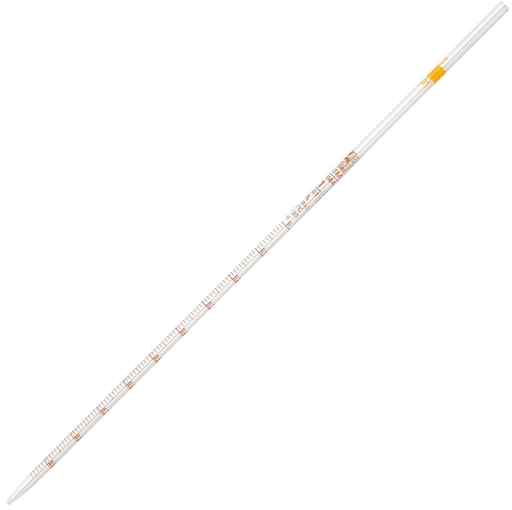 [8500001A] Pipette, Serological, Globe Glass, Reusable, 1mL, Class A, To Deliver (TD), 0.01 Graduations, Yellow Band, 6/bx